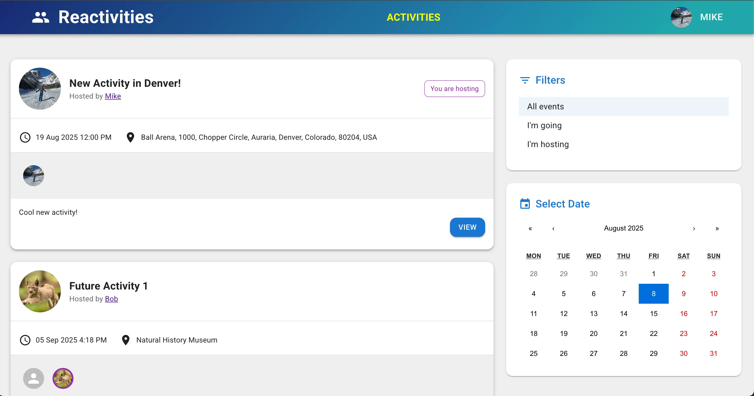 Reactivities website